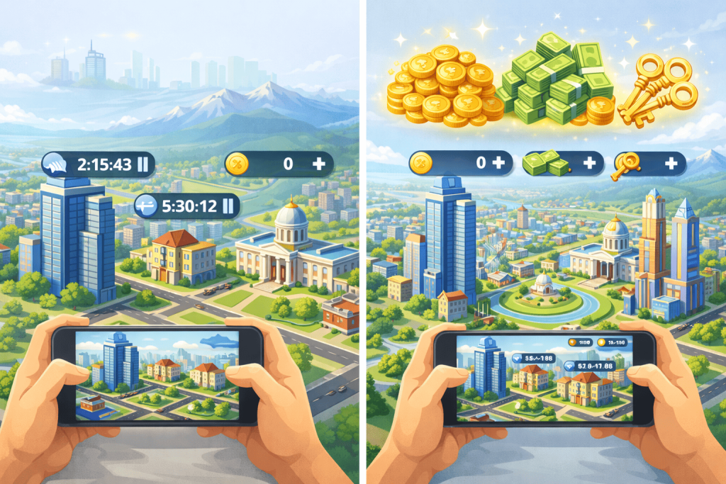 City building game comparison official vs modded 1