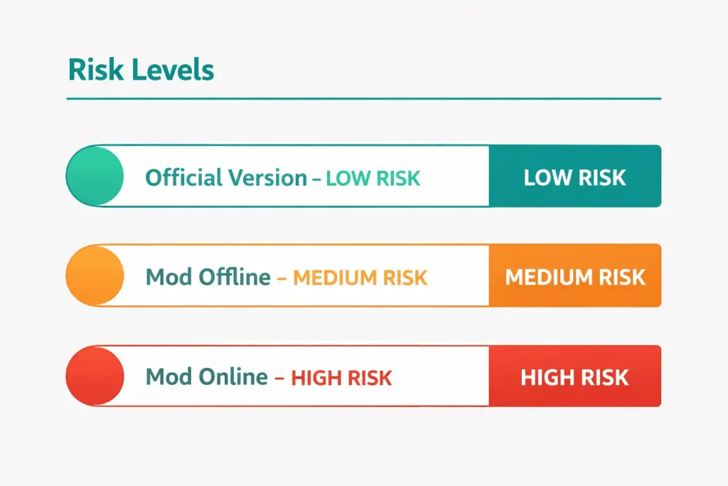 SimCity BuildIt Mod APK risk level comparison chart